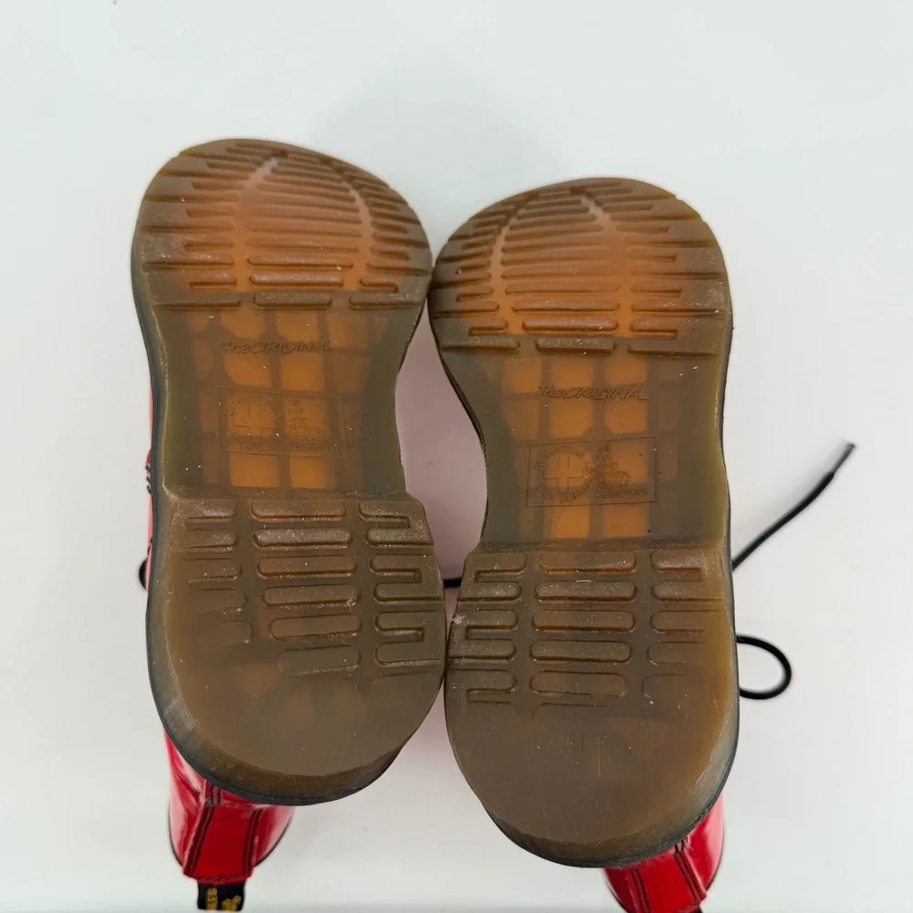 Dr Doc Martens Red Combat Boots Women’s 8 39 FLAWS - Picture 7 of 7